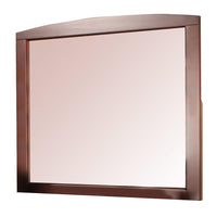 36 Inches Wood Encased Mirror with Slightly Arched Top, Brown - BM235534