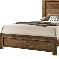 Rustic Style Wooden Queen Bed with Grain Details, Brown - BM235535