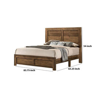 Rustic Style Wooden Queen Bed with Grain Details, Brown - BM235535