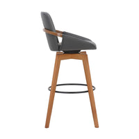 30 Inches Leatherette Swivel Barstool, Gray and Brown - BM236355