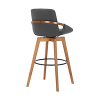 30 Inches Leatherette Swivel Barstool, Gray and Brown - BM236355