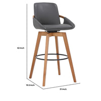 30 Inches Leatherette Swivel Barstool, Gray and Brown - BM236355