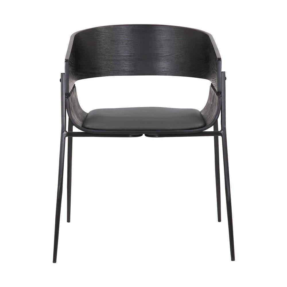 18.5 Inches Round Back Leatherette Dining Chair, Set of 2, Black - BM236362