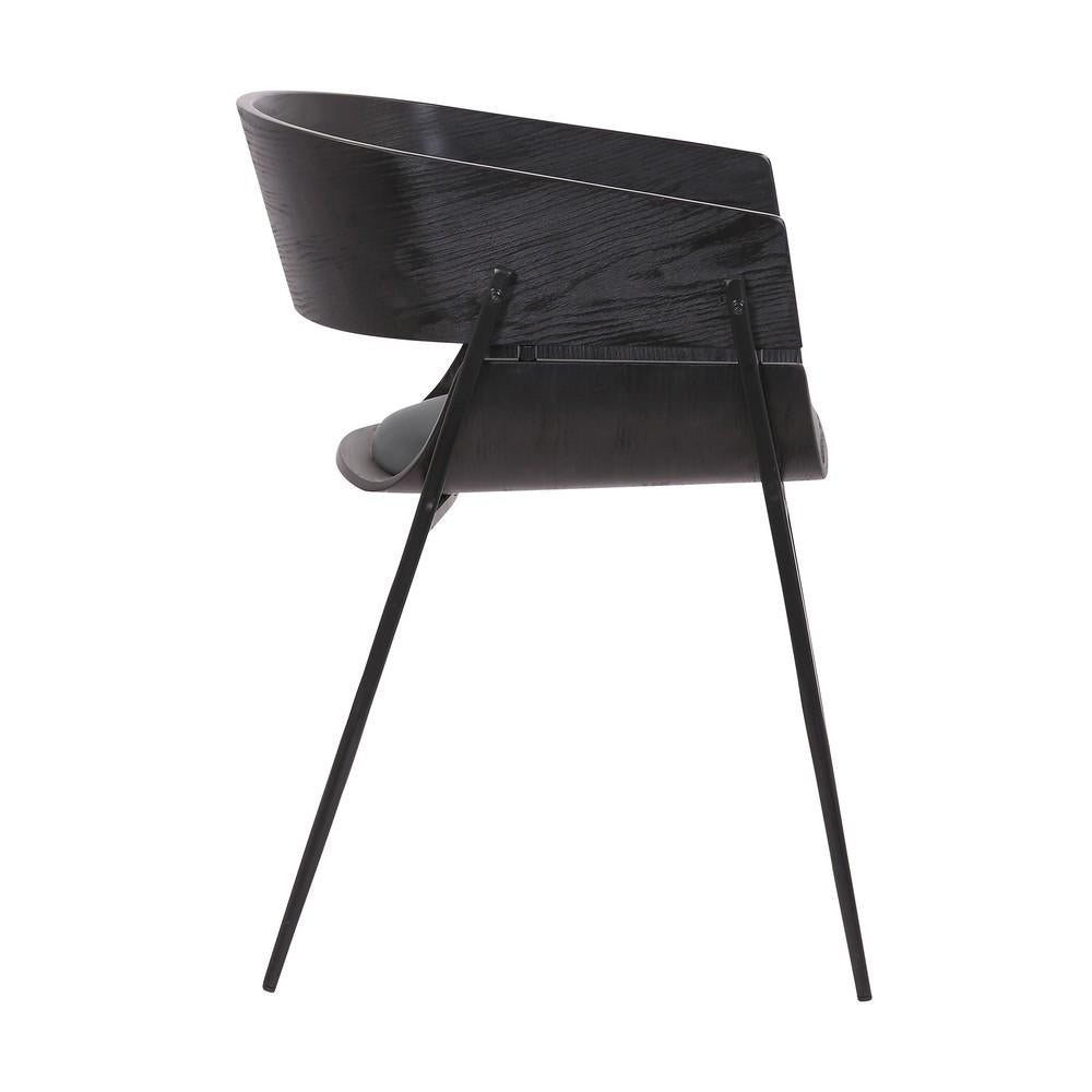 18.5 Inches Round Back Leatherette Dining Chair, Set of 2, Black - BM236362