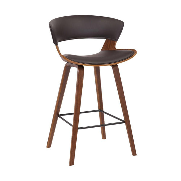 27 Inches Saddle Seat Leatherette Counter Stool, Brown - BM236363