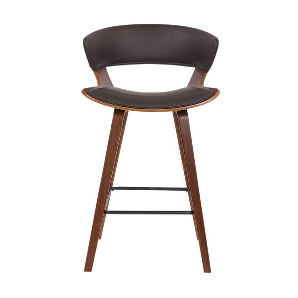 27 Inches Saddle Seat Leatherette Counter Stool, Brown - BM236363