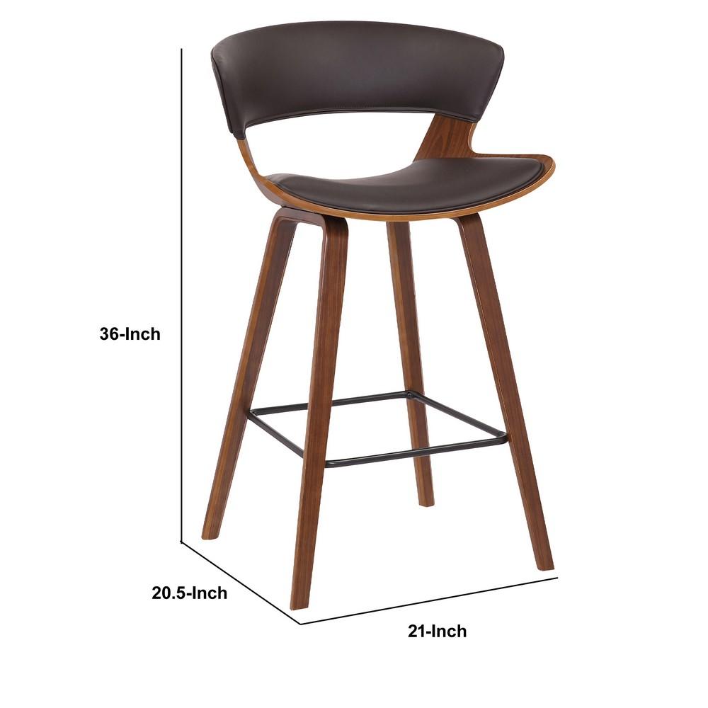 27 Inches Saddle Seat Leatherette Counter Stool, Brown - BM236363