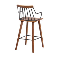 26 Inches Counter Height Barstool with Spindle Back, Brown and Black - BM236366