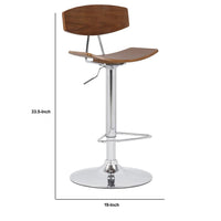 Saddle Seat Metal Barstool with Adjustable Height, Brown - BM236368