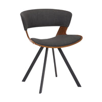 18 Inches Curved Padded Dining Chair with Angled Legs, Brown and Black - BM236370