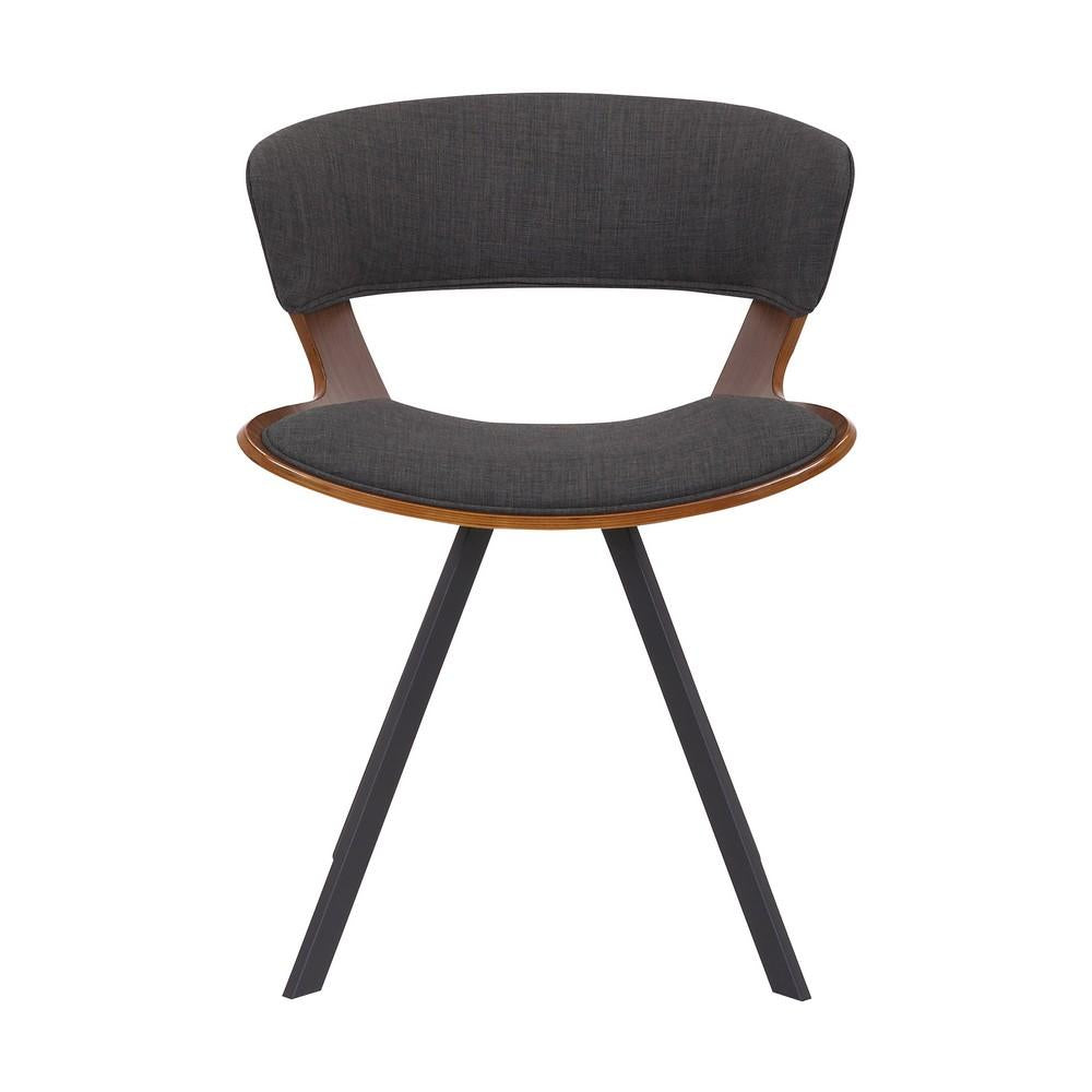 18 Inches Curved Padded Dining Chair with Angled Legs, Brown and Black - BM236370