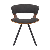 18 Inches Curved Padded Dining Chair with Angled Legs, Brown and Black - BM236370