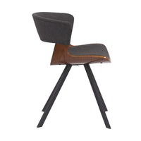 18 Inches Curved Padded Dining Chair with Angled Legs, Brown and Black - BM236370