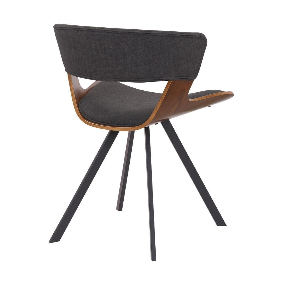 18 Inches Curved Padded Dining Chair with Angled Legs, Brown and Black - BM236370