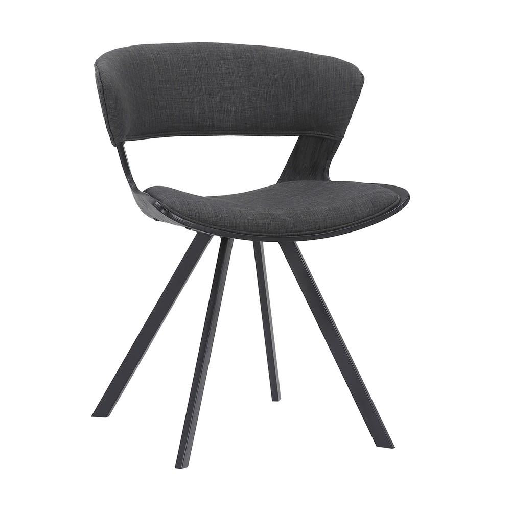 18 Inches Curved Padded Dining Chair with Angled Legs, Black - BM236371