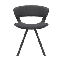 18 Inches Curved Padded Dining Chair with Angled Legs, Black - BM236371