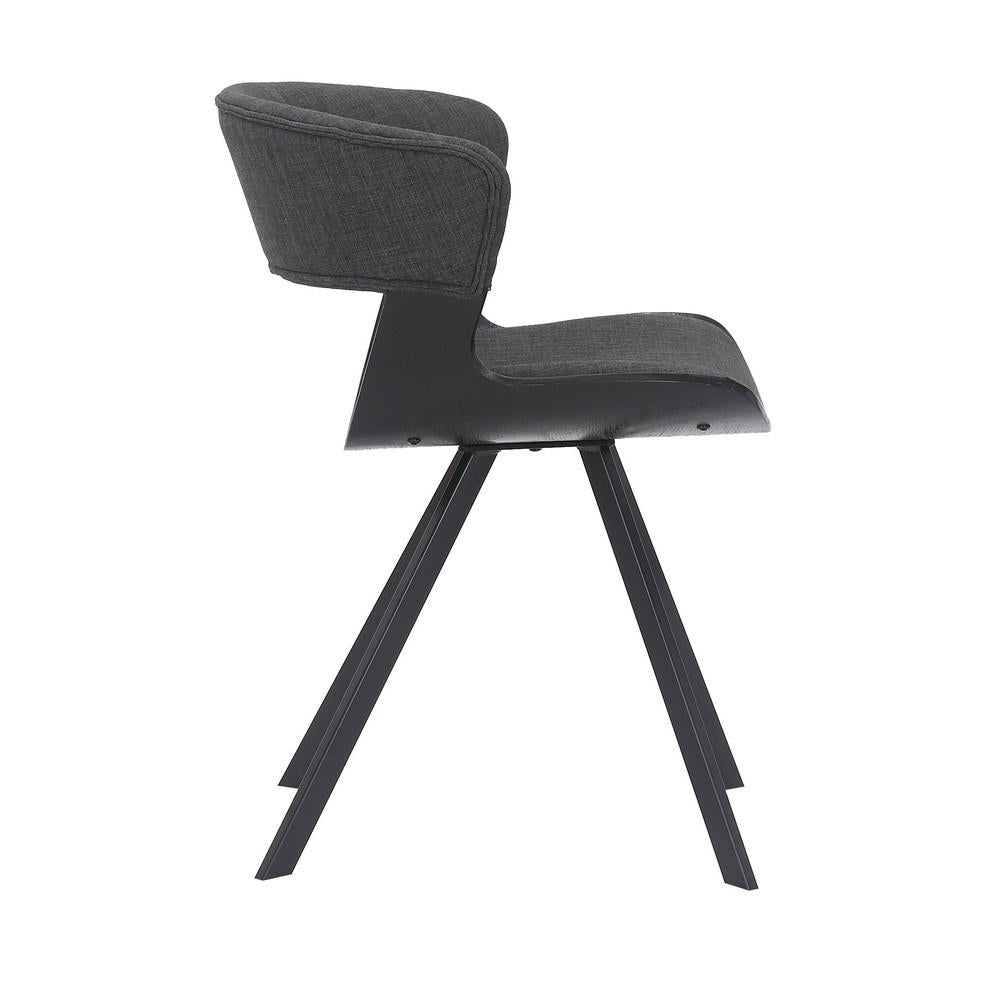 18 Inches Curved Padded Dining Chair with Angled Legs, Black - BM236371