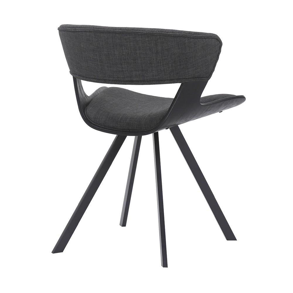 18 Inches Curved Padded Dining Chair with Angled Legs, Black - BM236371