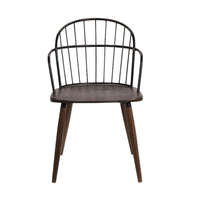 Metal Frame Side Chair with Open Backrest, Black and Brown - BM236435