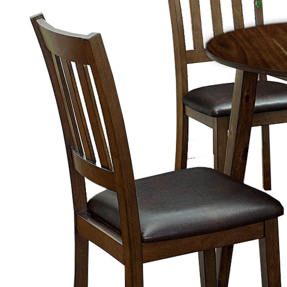 Wooden Dining Table with Ladder Back Style Chairs, Set of 5, Brown - BM236574