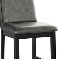 Wooden Counter Height Chairs with Padded Backrest, Set of 2, Gray and Black - BM236575