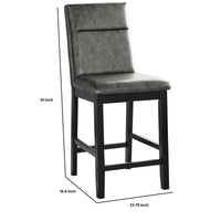 Wooden Counter Height Chairs with Padded Backrest, Set of 2, Gray and Black - BM236575