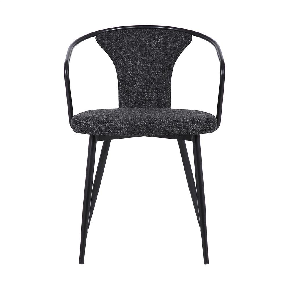 19 Inch Modern Fabric Dining Chair with Curved Back, Black - BM236624