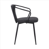 19 Inch Modern Fabric Dining Chair with Curved Back, Black - BM236624
