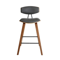 28.5 Inches Contoured Seat Leatherette Barstool, Brown - BM236651