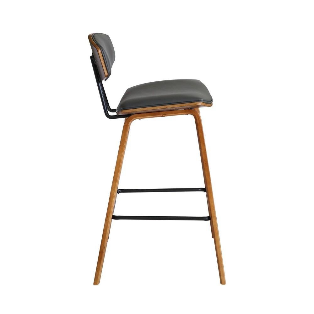 28.5 Inches Contoured Seat Leatherette Barstool, Brown - BM236651