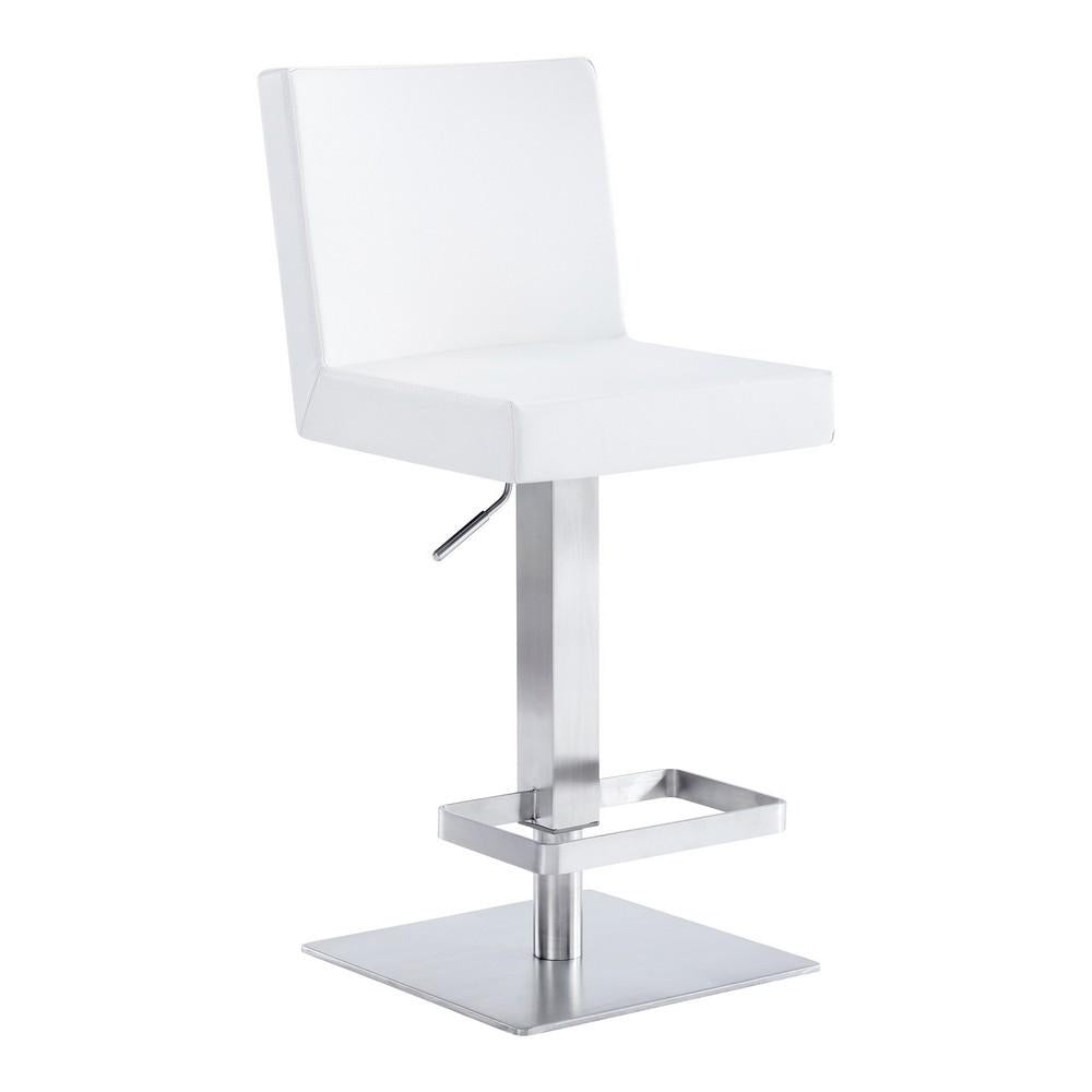 Leatherette Swivel Barstool with Adjustable Height, White - BM236653