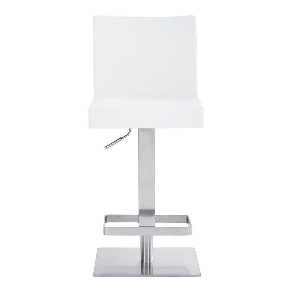 Leatherette Swivel Barstool with Adjustable Height, White - BM236653