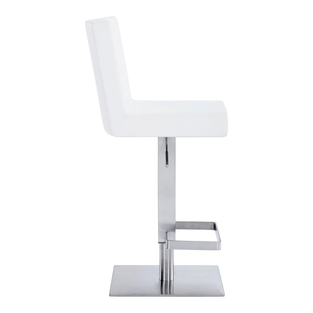 Leatherette Swivel Barstool with Adjustable Height, White - BM236653