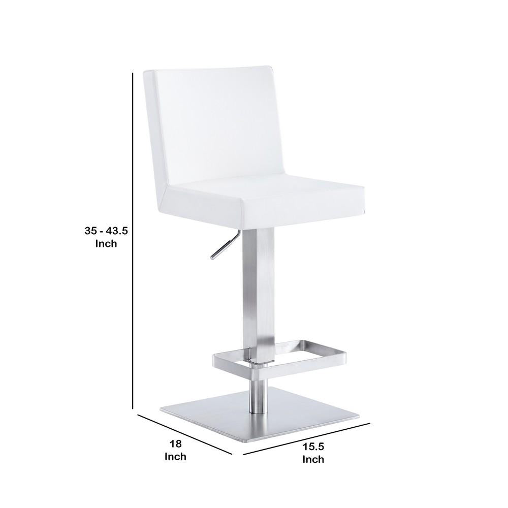 Leatherette Swivel Barstool with Adjustable Height, White - BM236653