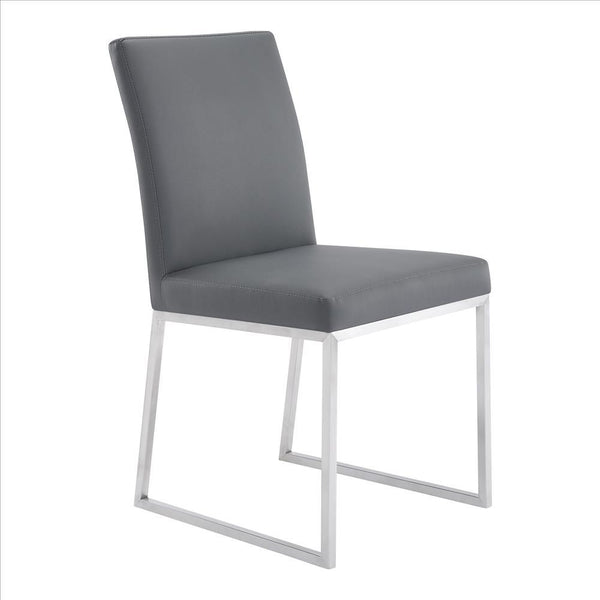 20 Inches Leatherette Metal Frame Dining Chair, Set of 2, Gray - BM236663