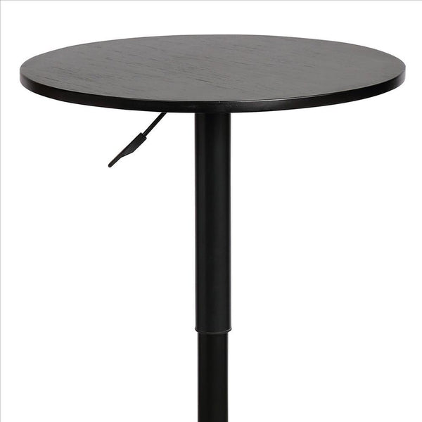 24 Inches Round Adjustable Pub Table with Metal Base, Black - BM236681