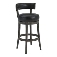 31 Inches Nailhead Trim Leatherette Swivel Barstool, Gray - BM236703