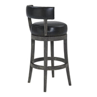 31 Inches Nailhead Trim Leatherette Swivel Barstool, Gray - BM236703