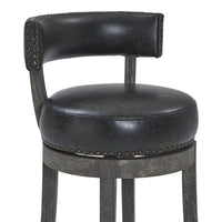 31 Inches Nailhead Trim Leatherette Swivel Barstool, Gray - BM236703