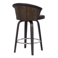 30" Channel Stitched Faux Leather Barstool with Tapered Legs, Brown - BM236725