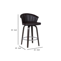 30" Channel Stitched Faux Leather Barstool with Tapered Legs, Brown - BM236725