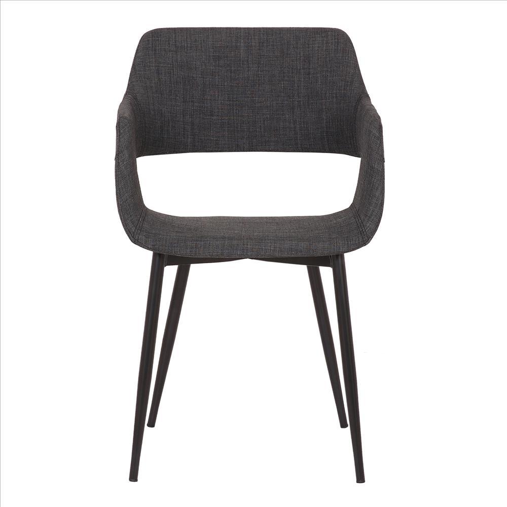 Fabric Upholstered Accent Chair with Wide Open Lower Back Design, Gray - BM236742