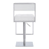 35 Inch Metal and Leatherette Barstool, Silver and White - BM236776