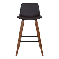 35 Inch Wooden Barstool with Leatherette Seat, Brown - BM236787