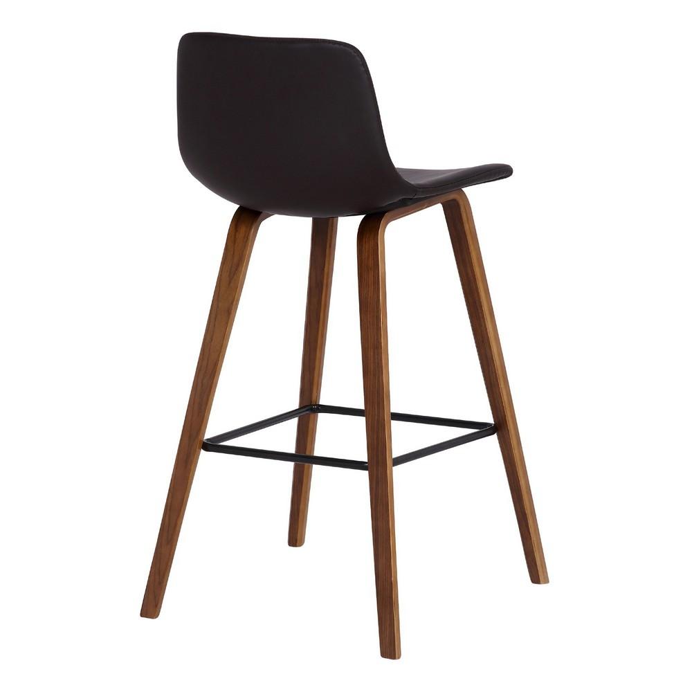 35 Inch Wooden Barstool with Leatherette Seat, Brown - BM236787