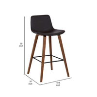 35 Inch Wooden Barstool with Leatherette Seat, Brown - BM236787