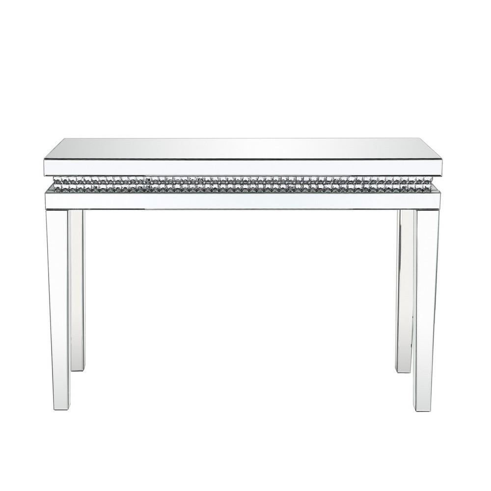 Mirror Inlay Sofa Table with Faux Crystal Accents, Silver - BM238106