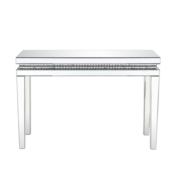 Mirror Inlay Sofa Table with Faux Crystal Accents, Silver - BM238106