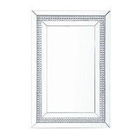 Rectangular Mirrored Wall Decor with Faux Crystals, Silver - BM238112