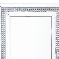 Rectangular Mirrored Wall Decor with Faux Crystals, Silver - BM238112